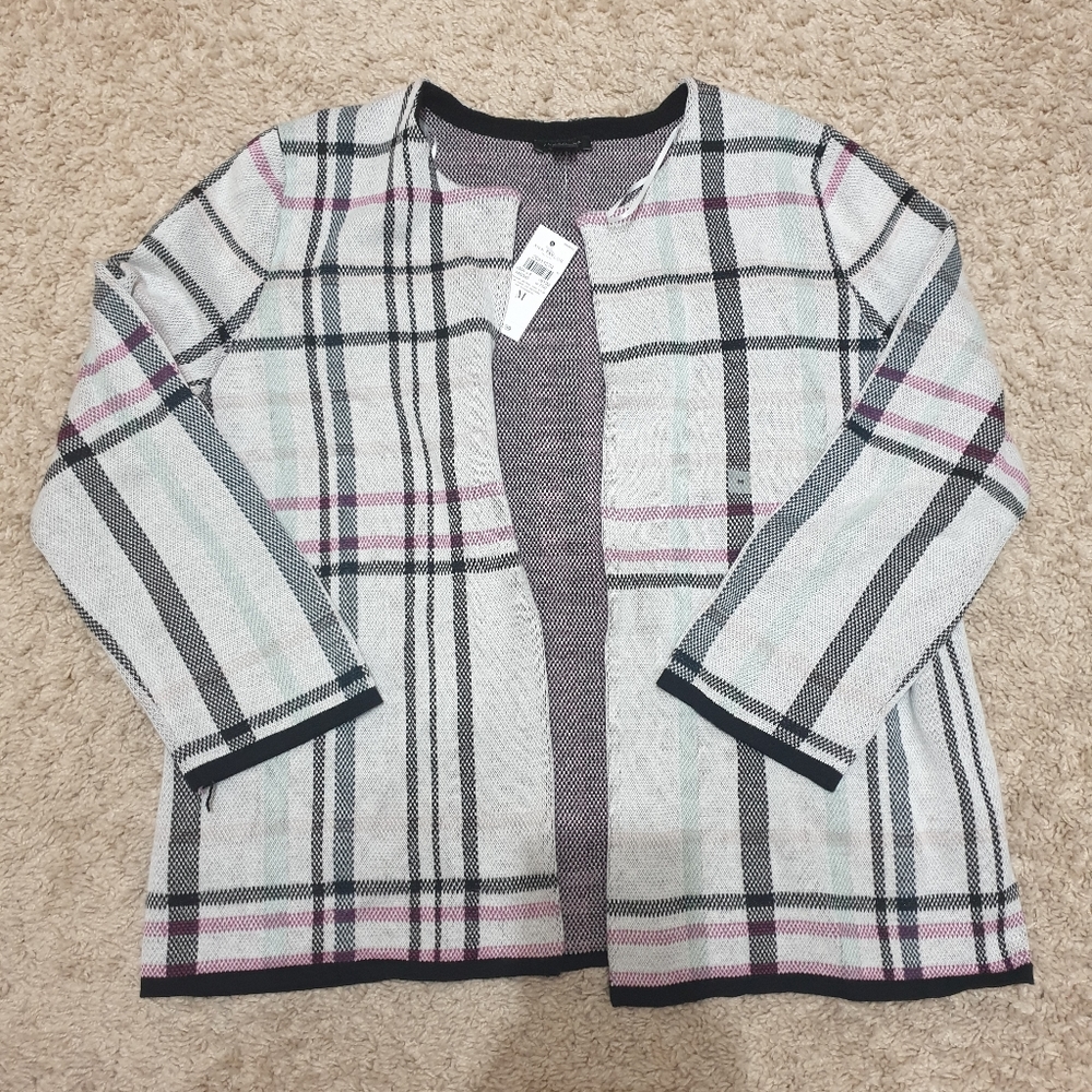 Ann Taylor cotton checkered cardigan